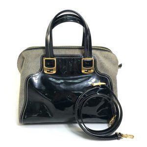 FENDI Enamel Chameleon 2-Way Shoulder Bag/Handbag in Canvas/Patent Leather, W...